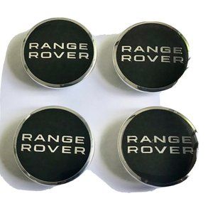 Brand New 4 pcs Range Rover BLACK Silver CHROME Wheel Center Caps 63mm E…